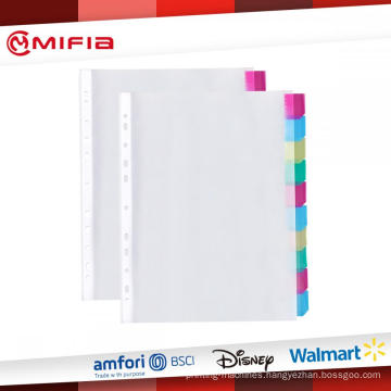 11-Hole Punched Pockets for Ring Binders with tab